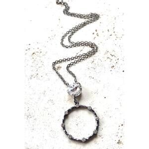 NEW VB & CO. women's crystal sparkle necklace in gun metal